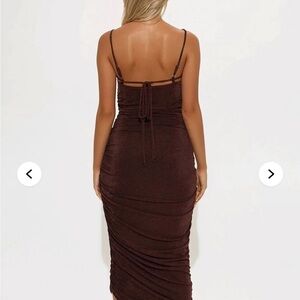 Fashion Nova Brown Ruched Bodycon Dress for Night Out